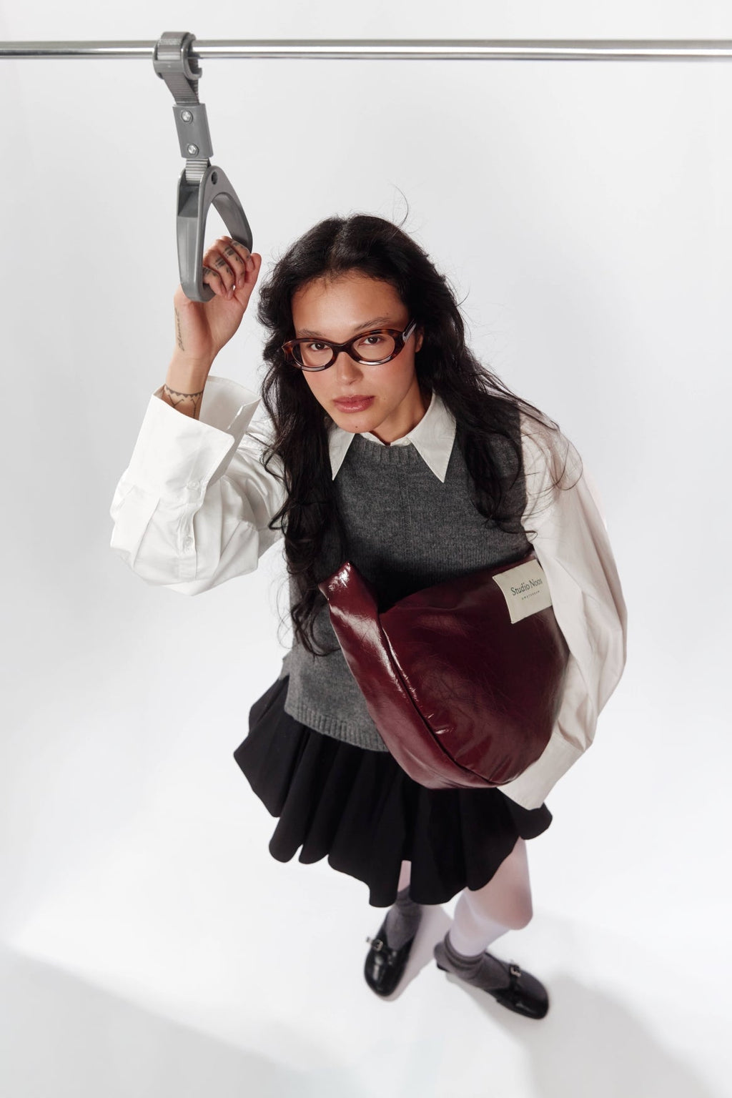 Vegan leren crossbodytas | Bordeauxrood