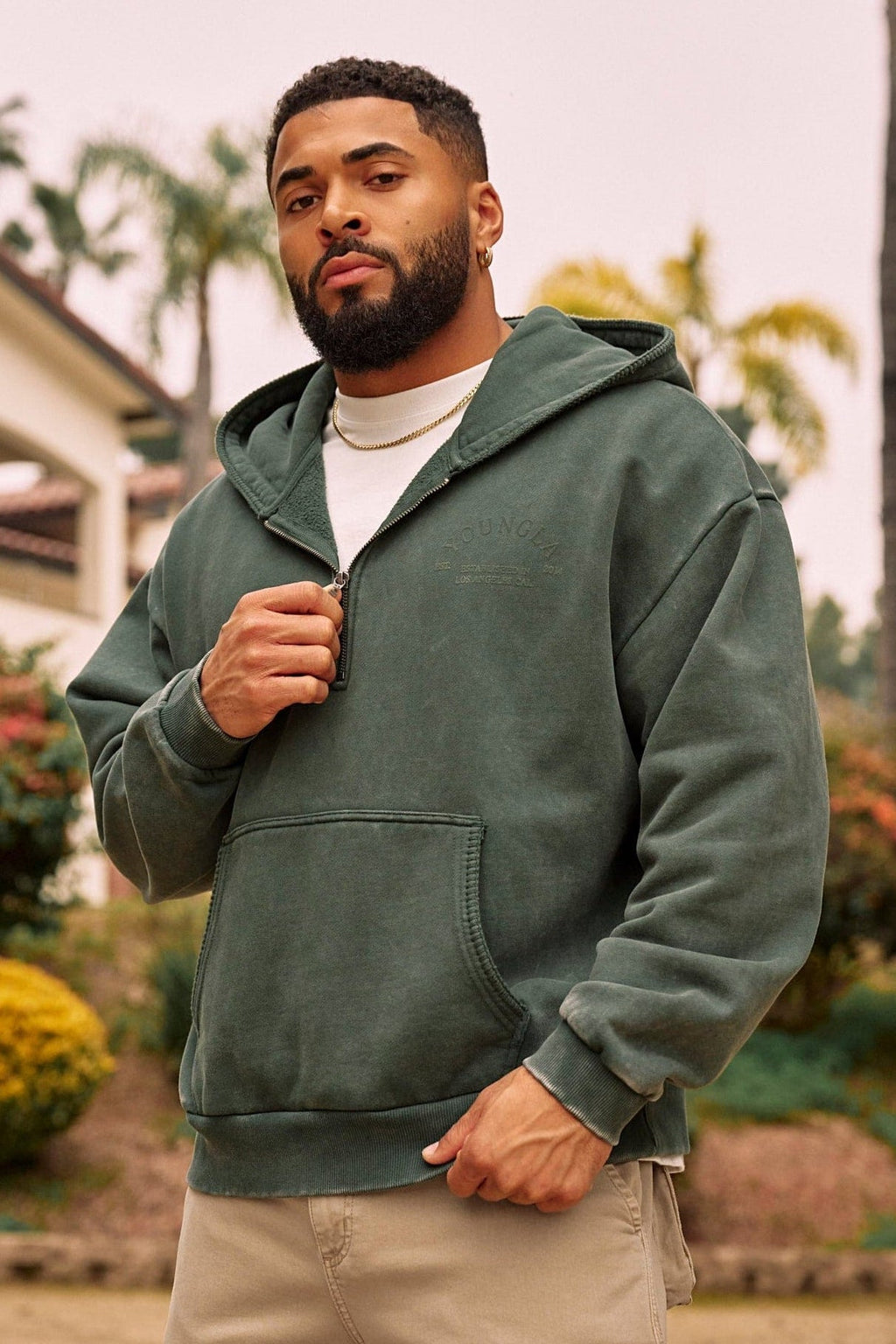 5169 - Sweat à capuche Old Money à col zippé