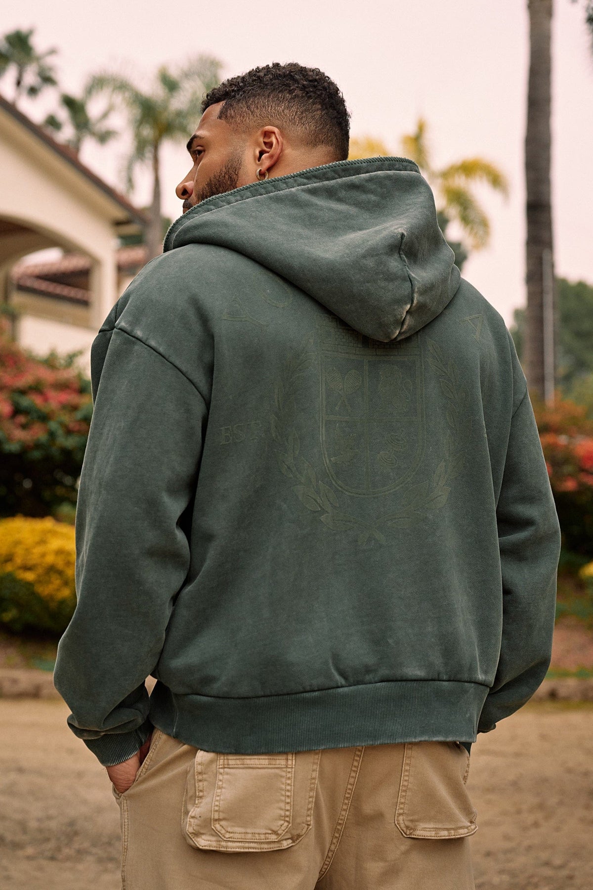5169 - Sweat à capuche Old Money à col zippé