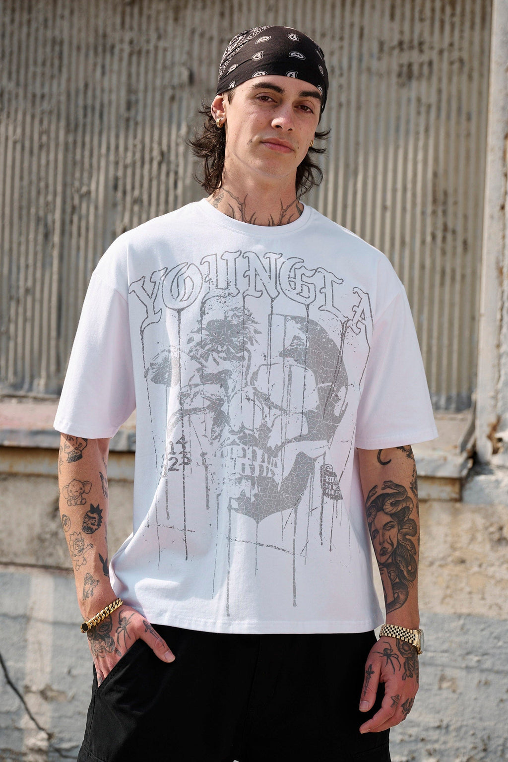 4116 - T-shirts tête de mort florale