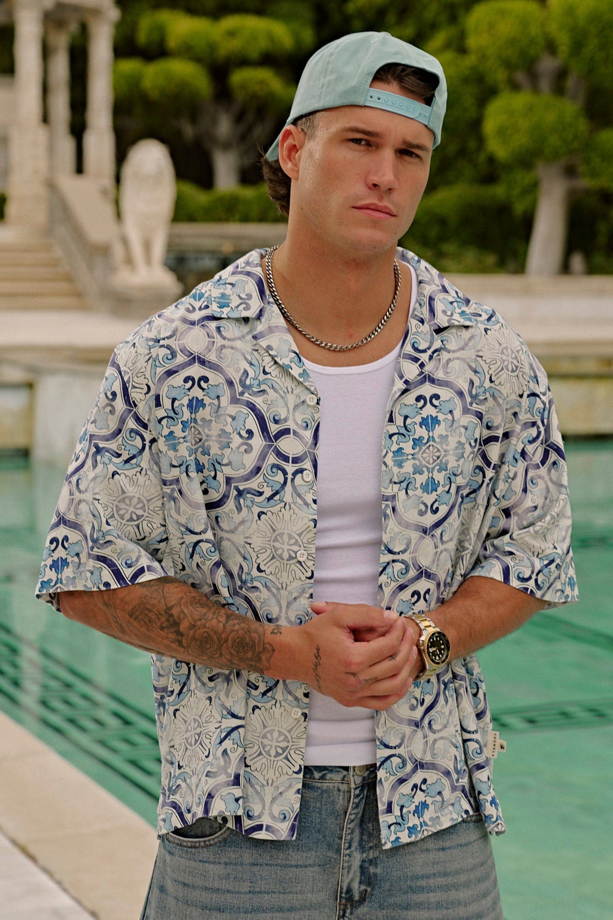 4093 - Chemises boutonnées en lin Mosaïque