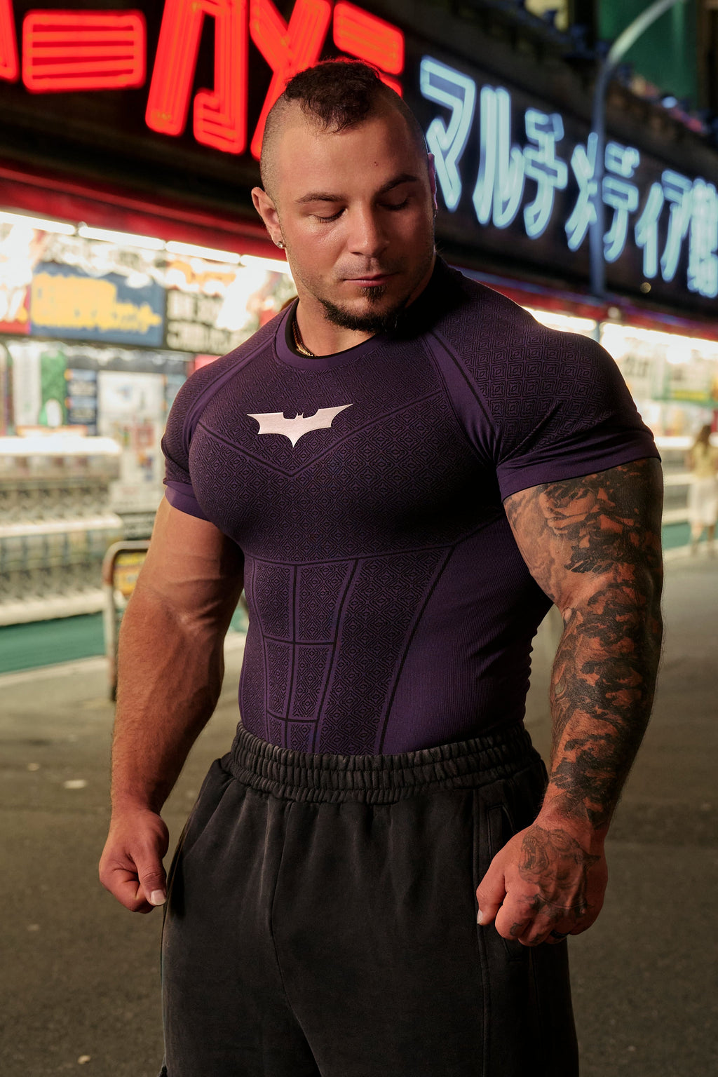 4259 - T-shirts de compression Batman - Édition limitée violette - UNIQUEMENT SUR L'APPLICATION