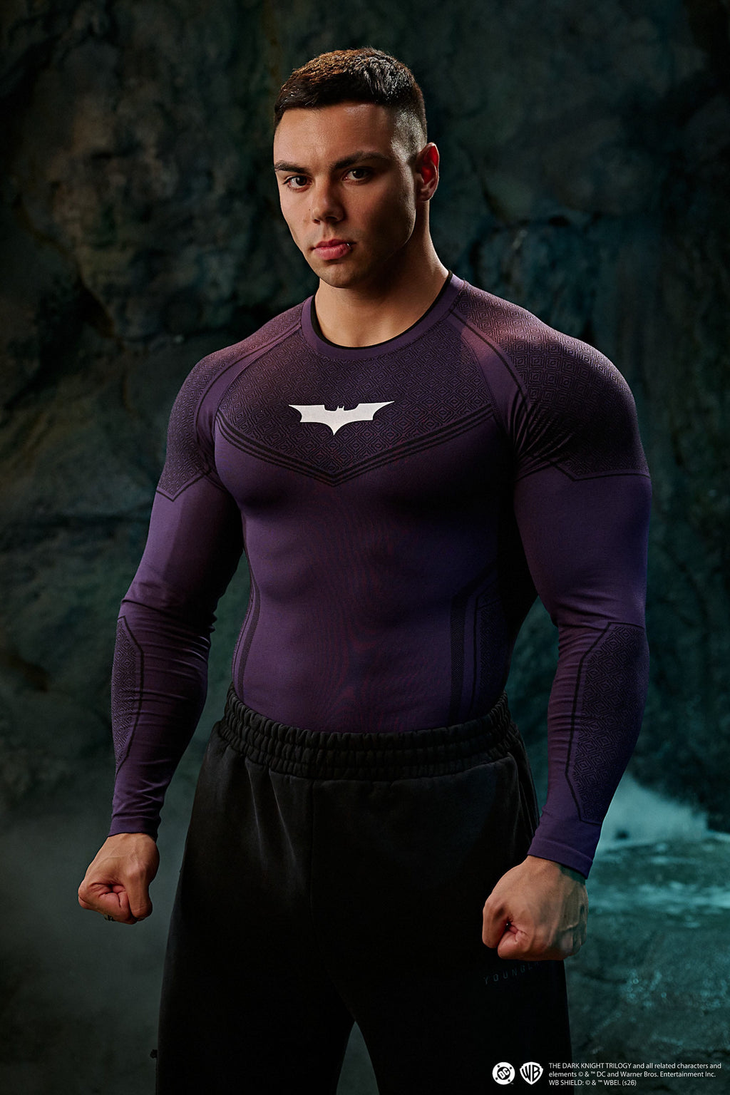 8004 - Batman T-shirts de compression à manches longues - Édition limitée violette - UNIQUEMENT SUR L'APPLICATION