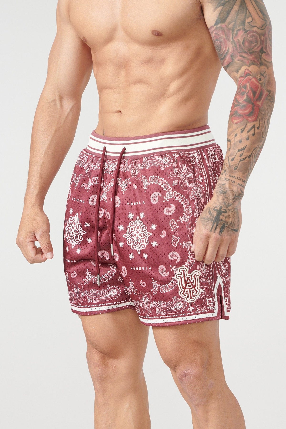 132 Infamous Bandana Shorts - Burgundy / Small