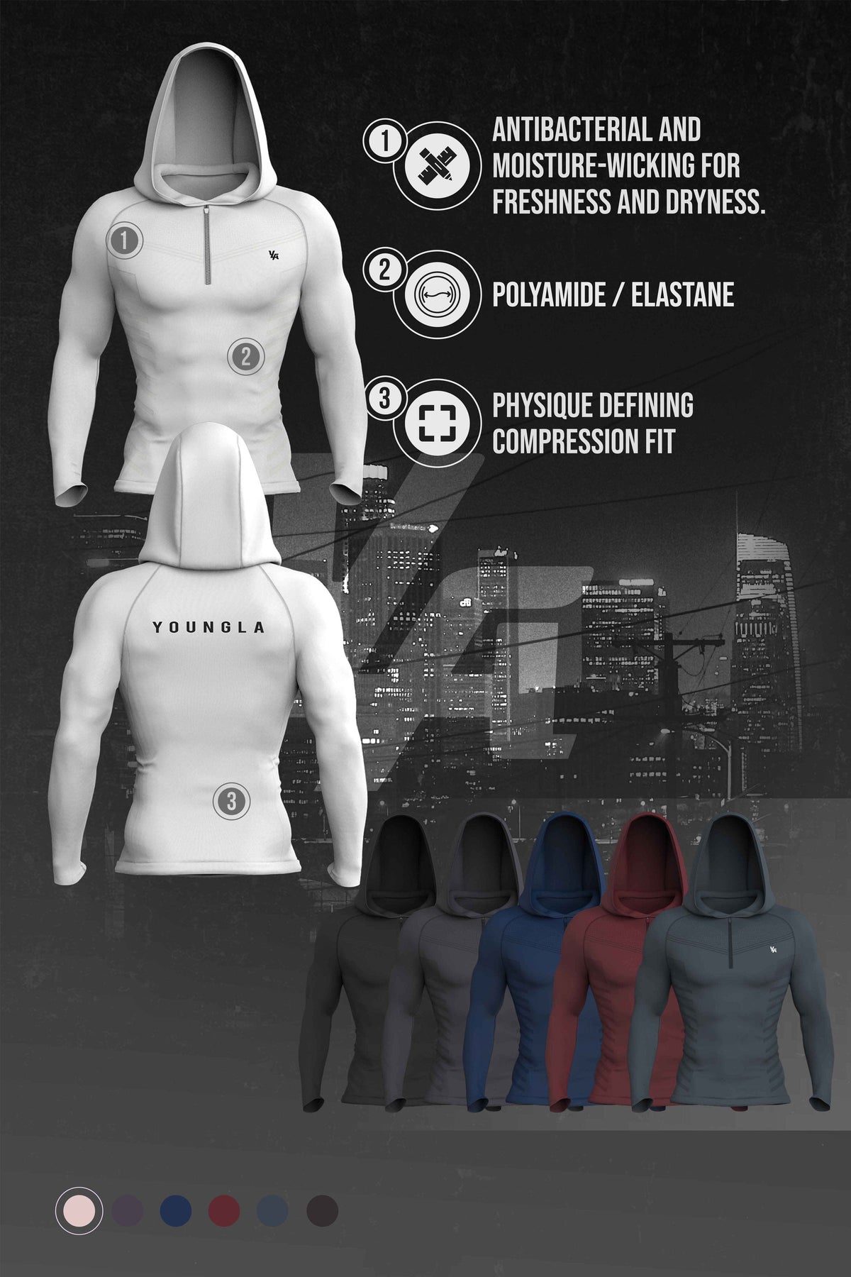 832 - Sweats à capuche de super-vilain à compression