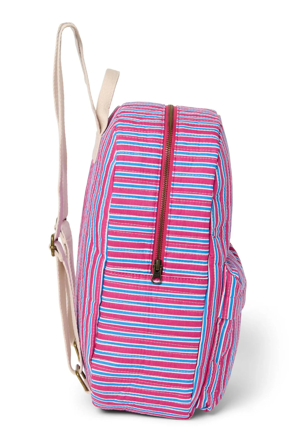 Poplin gestreepte midi-rugzak | Framboos
