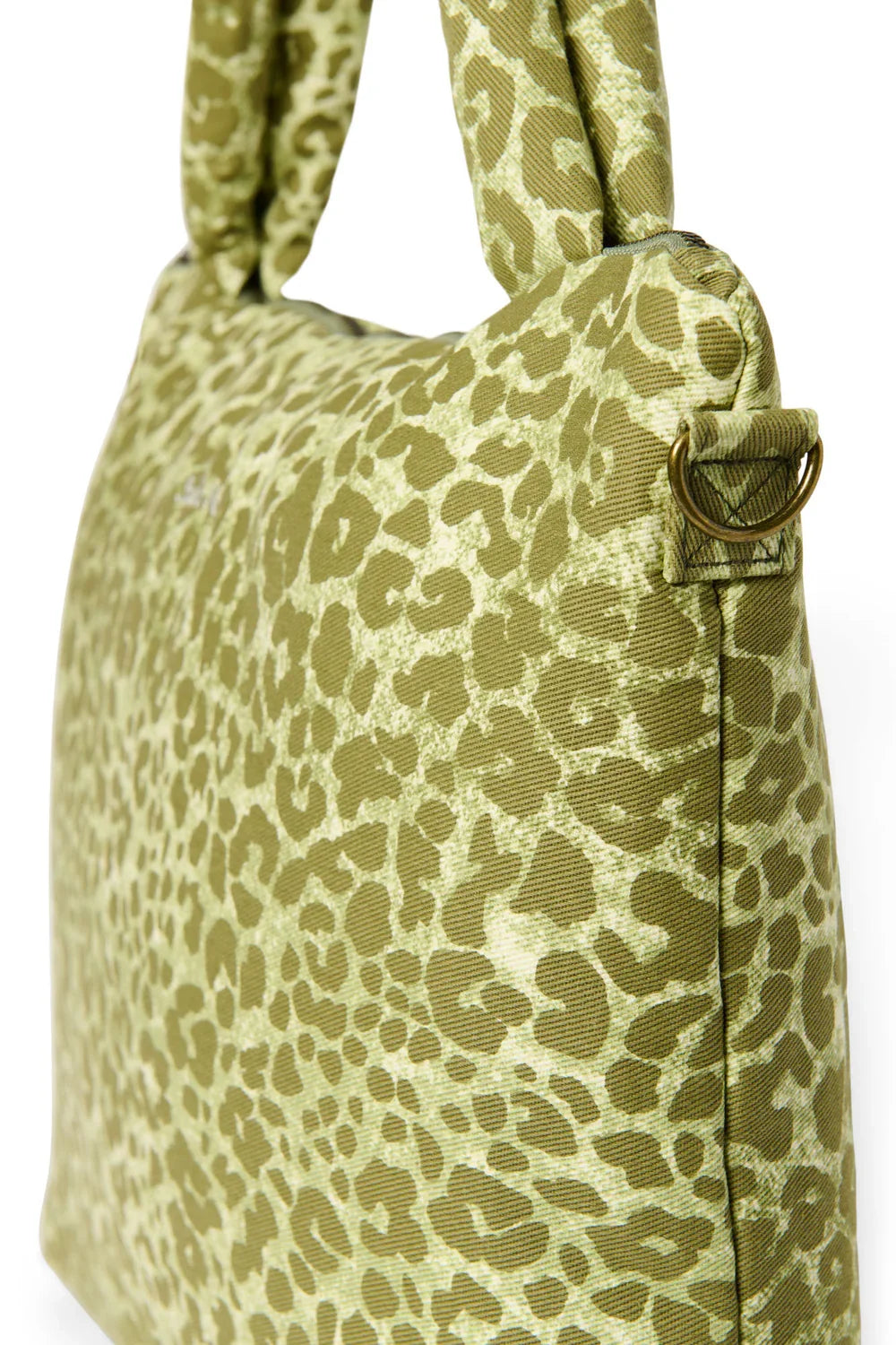 Wickeltasche aus brauner Baumwolle mit Leopardenmuster