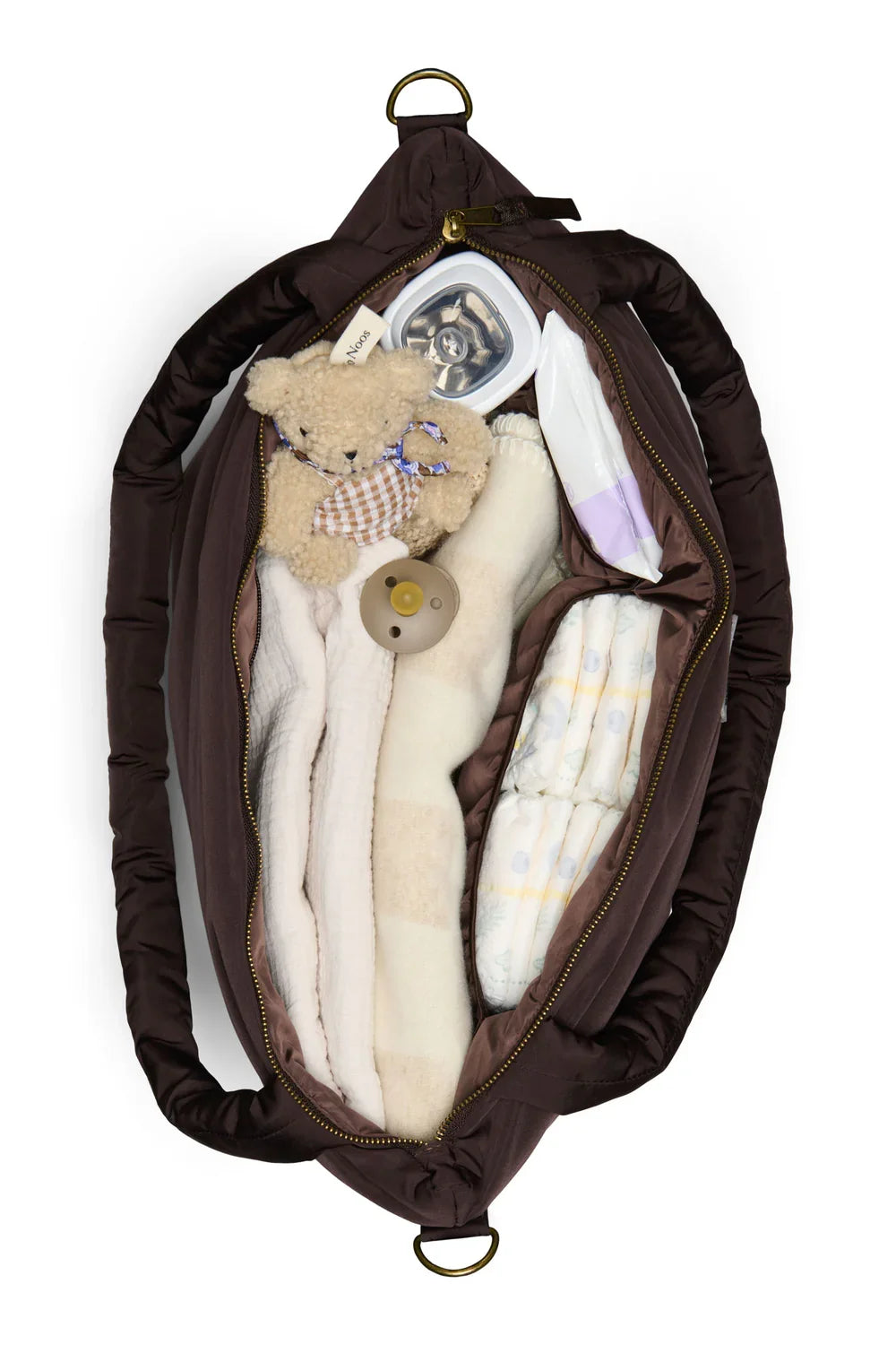 Braune Herzen Puffy Wickeltasche