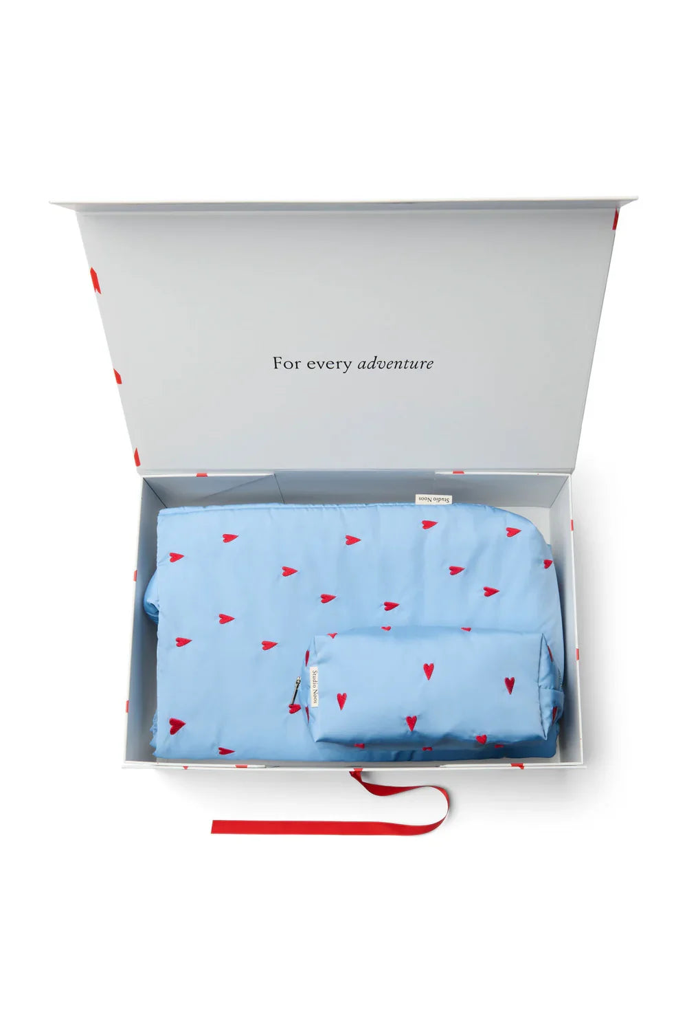 Lichtblauwe hartjes klassieke 'puffy' cadeauset