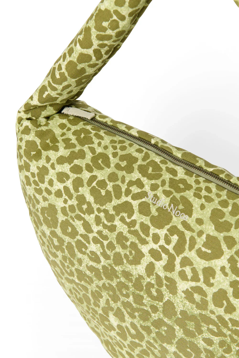 Bruine crossbodytas van katoen met luipaardprint