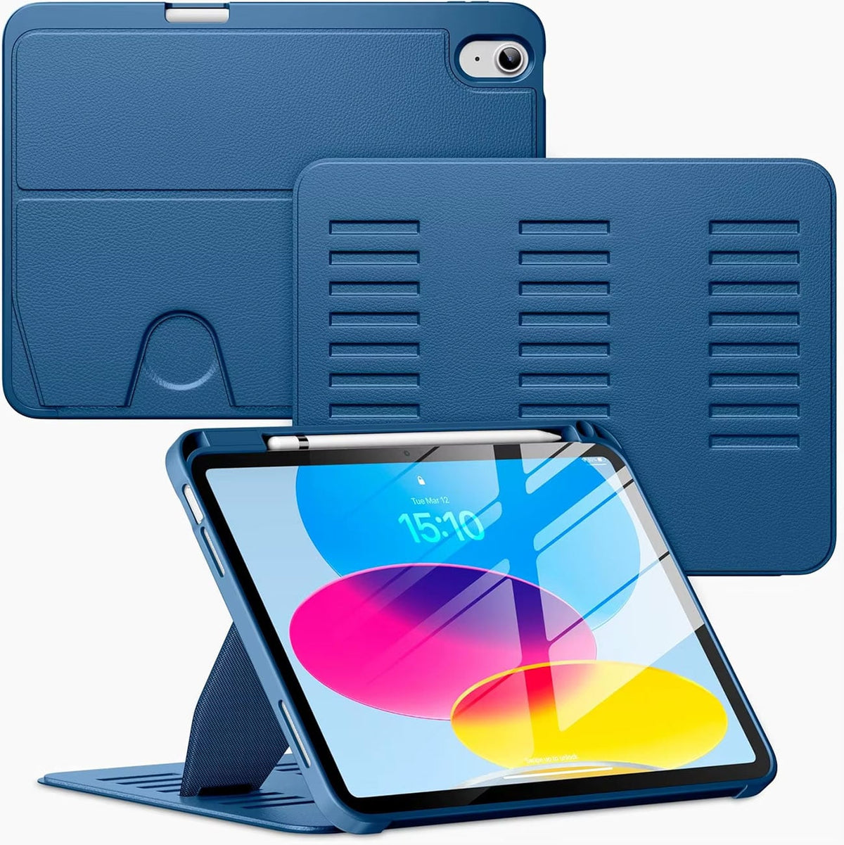 Abt Magnetic Stand iPad Case for iPad A16 10.9-Inch 10th/11th Generation in Navy Blue - IPADCASEFLIP11THG - image 1
