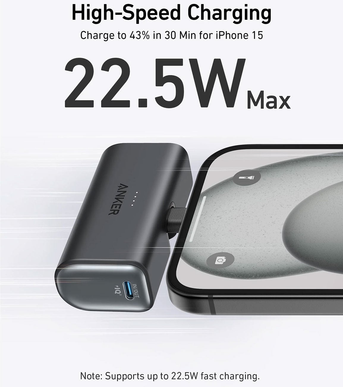 Anker Nano Power Bank 22.5W with Built-In USB-C Connector in Black Stone - A1653H11-1 - image 5