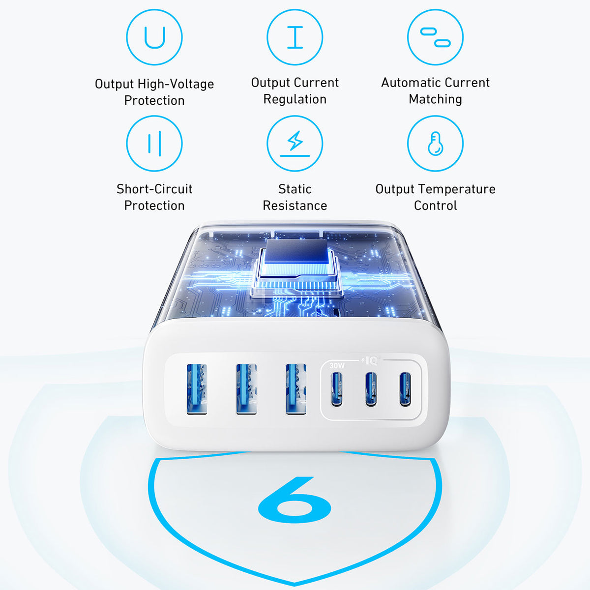 Anker Desktop Charger 112W 6 Ports in White - A2154J21-1 - image 2