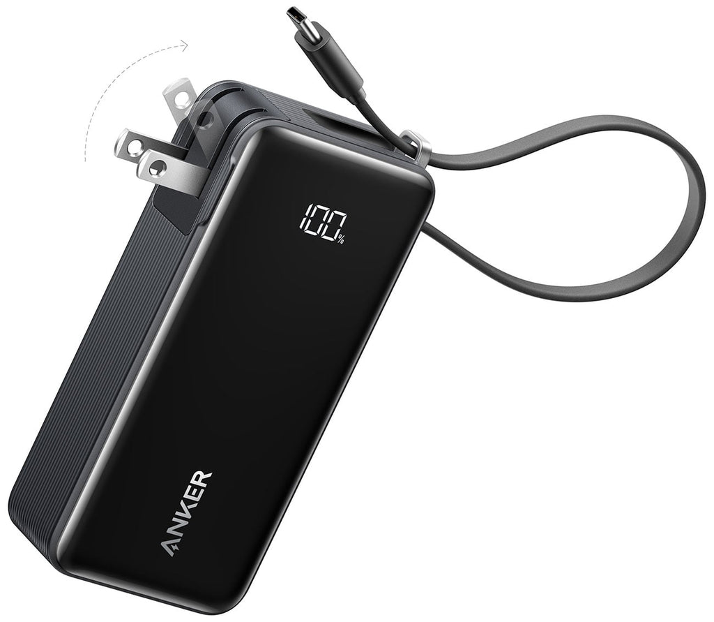 Anker Power Bank (10,000mAh, 30W, Built-In USB-C Cable) in Black - A1637H11-1 - image 1