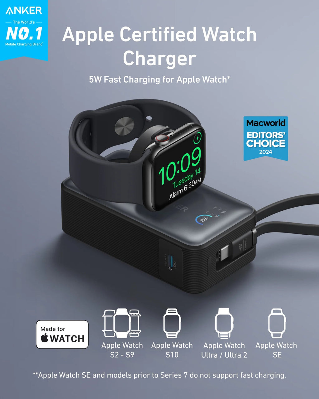 Anker MagGo 10K 35W Apple Watch Power Bank in Black - A1657H11-1 - image 2