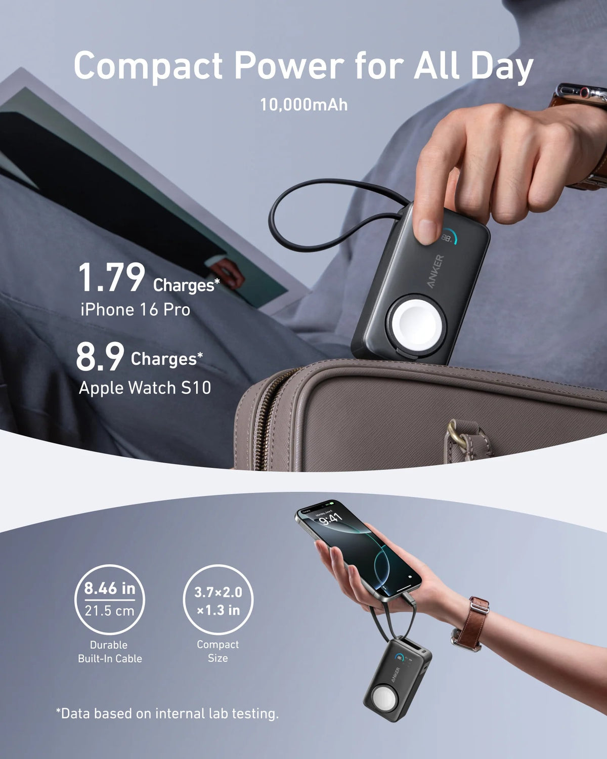 Anker MagGo 10K 35W Apple Watch Power Bank in Black - A1657H11-1 - image 4