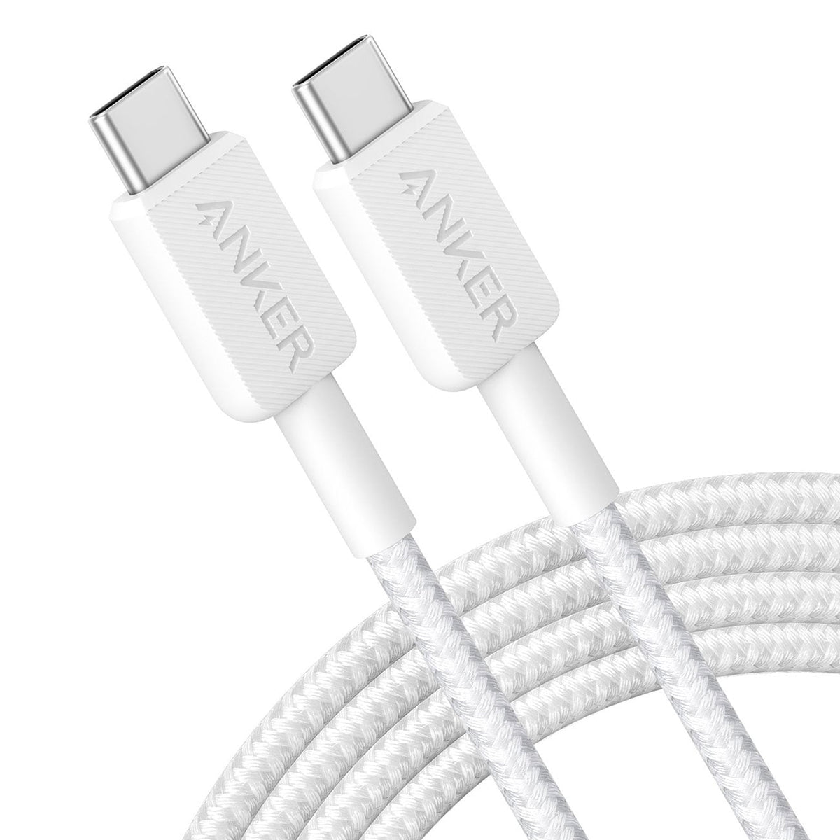 Anker Braided USB-C to USB-C Cable (6 ft)  60W in White - A81F6H21-1 - image 1