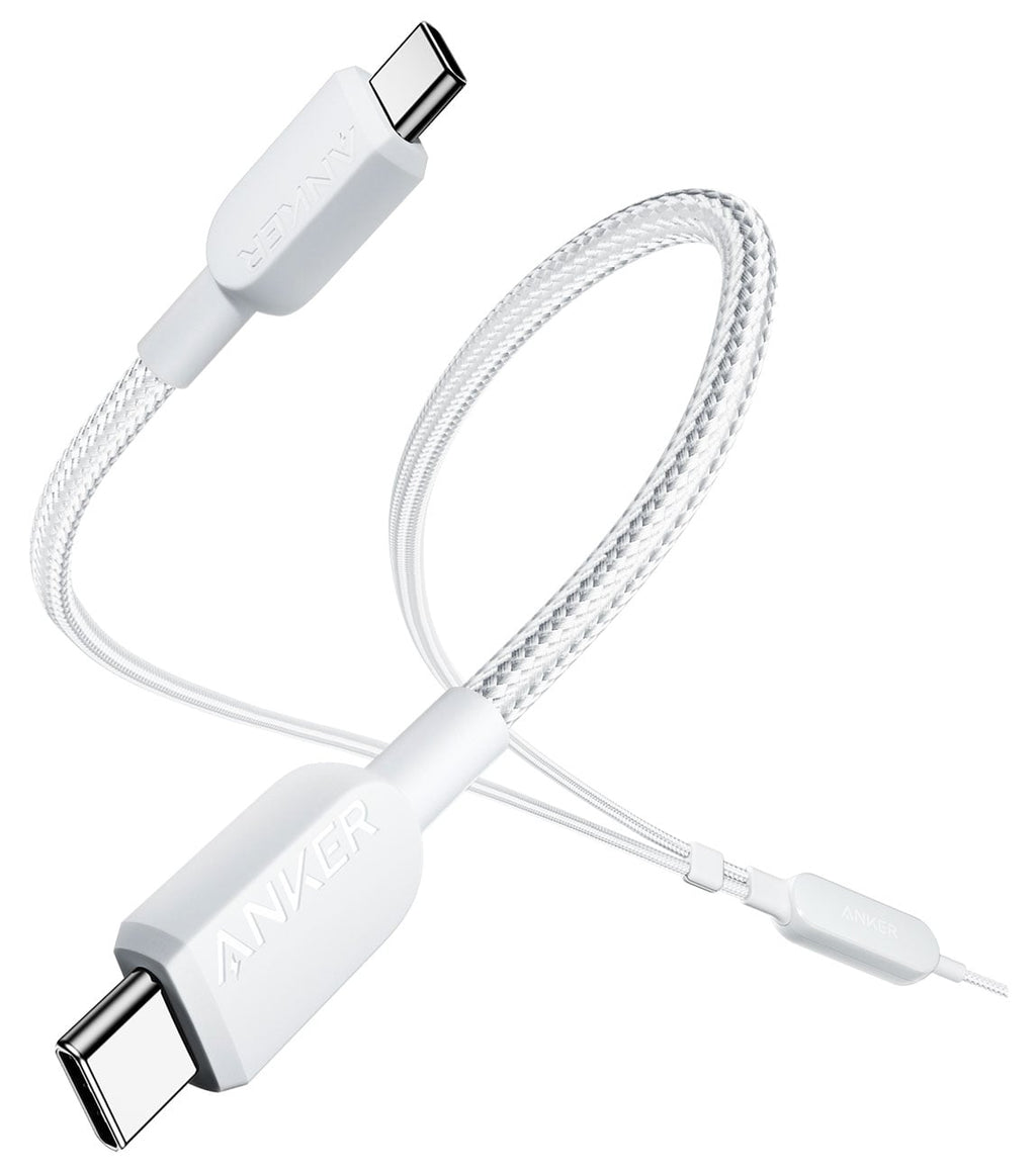 Anker Braided 2-in-1 USB-C to USB-C Cable (4 ft) 140W in White - A8895H21-1 - image 2