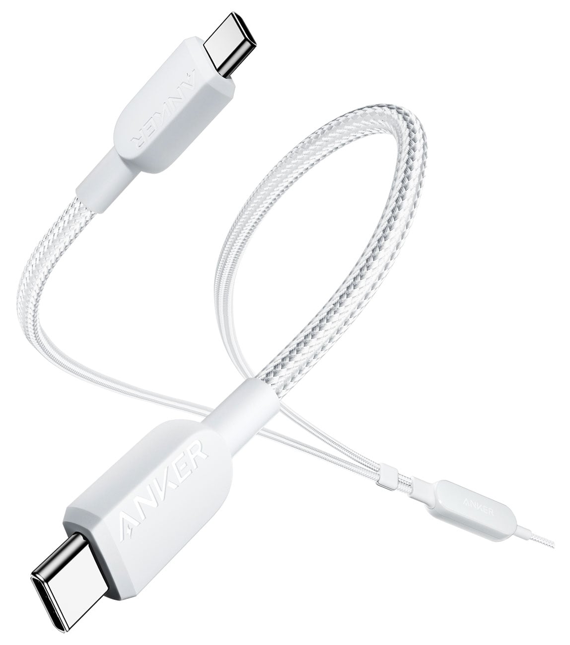 Anker Braided 2-in-1 USB-C to USB-C Cable (4 ft) 140W in White - A8895H21-1 - image 2