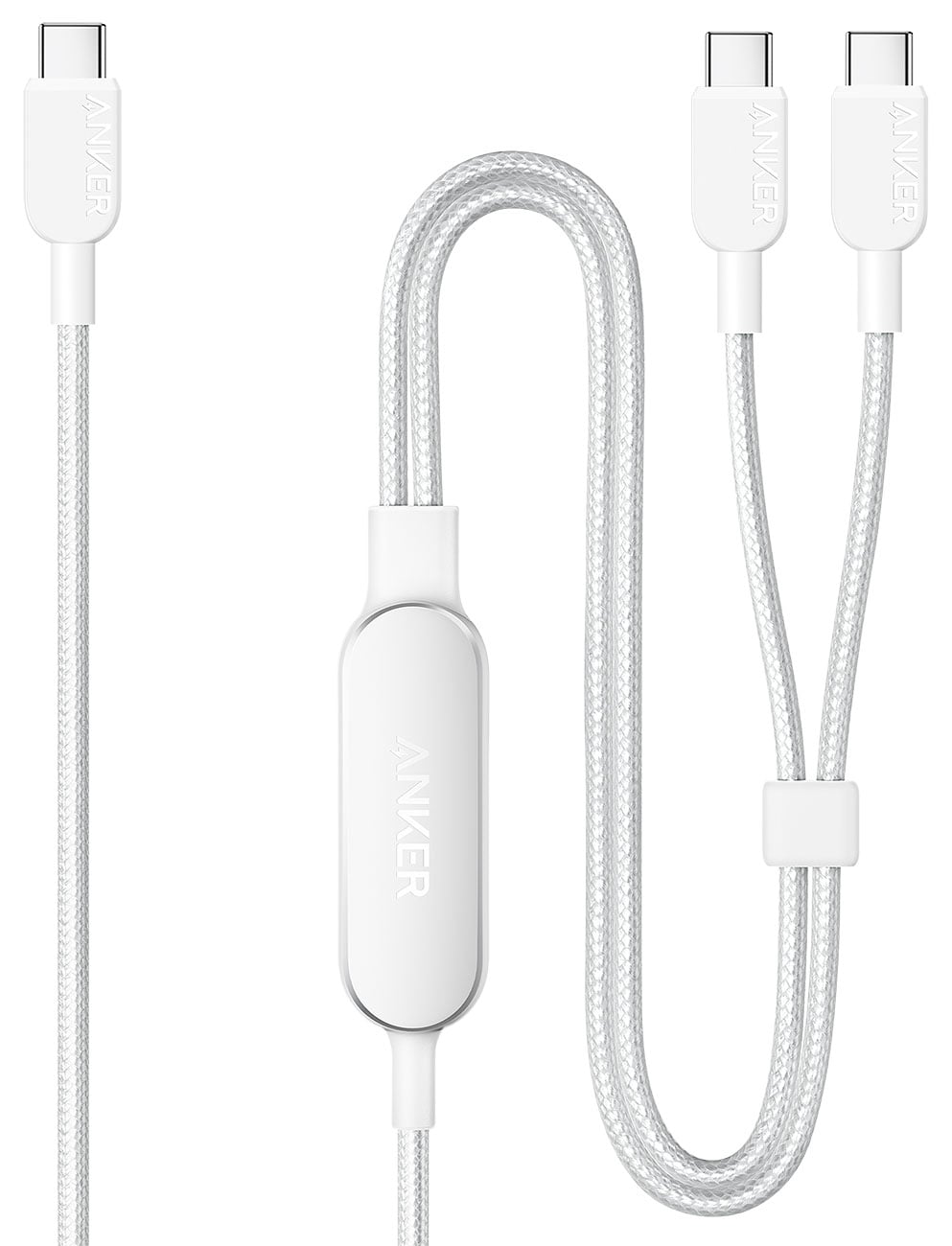 Anker Braided 2-in-1 USB-C to USB-C Cable (4 ft) 140W in White - A8895H21-1 - image 1
