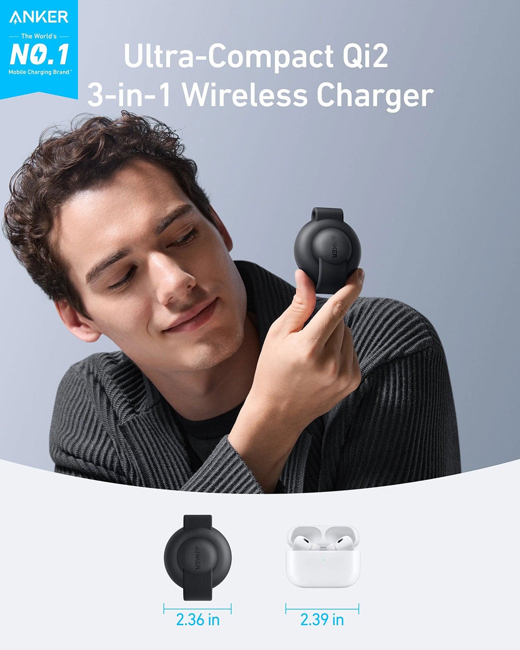 Anker MagGo Wireless Charging Station 3-in-1 Foldable Pad in Black - B25M8J11-1 - image 6