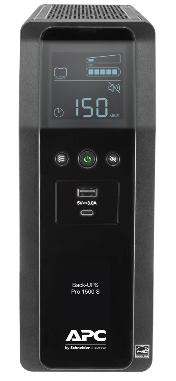 APC Surge Protector Back-UPS Pro with 10 NEMA 5-15R Outlets, USB-A, USB-C in Black - BR1500MS2 - image 2