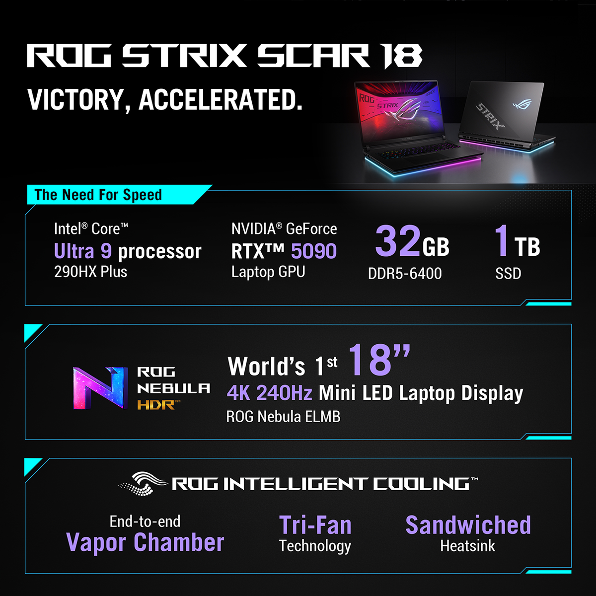 ASUS ROG Strix SCAR 18 Gaming Laptop 18-Inch Intel Core Core Ultra 9 290HX Plus 32GB RAM 1TB SSD, NVIDIA  - image 4