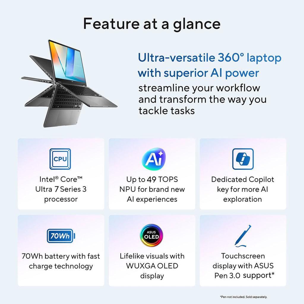 ASUS Vivobook 16 Flip Copilot+ PC Touchscreen Laptop 16-Inch Intel Core Ultra 7 355 32GB RAM 1TB SSD in M - image 7