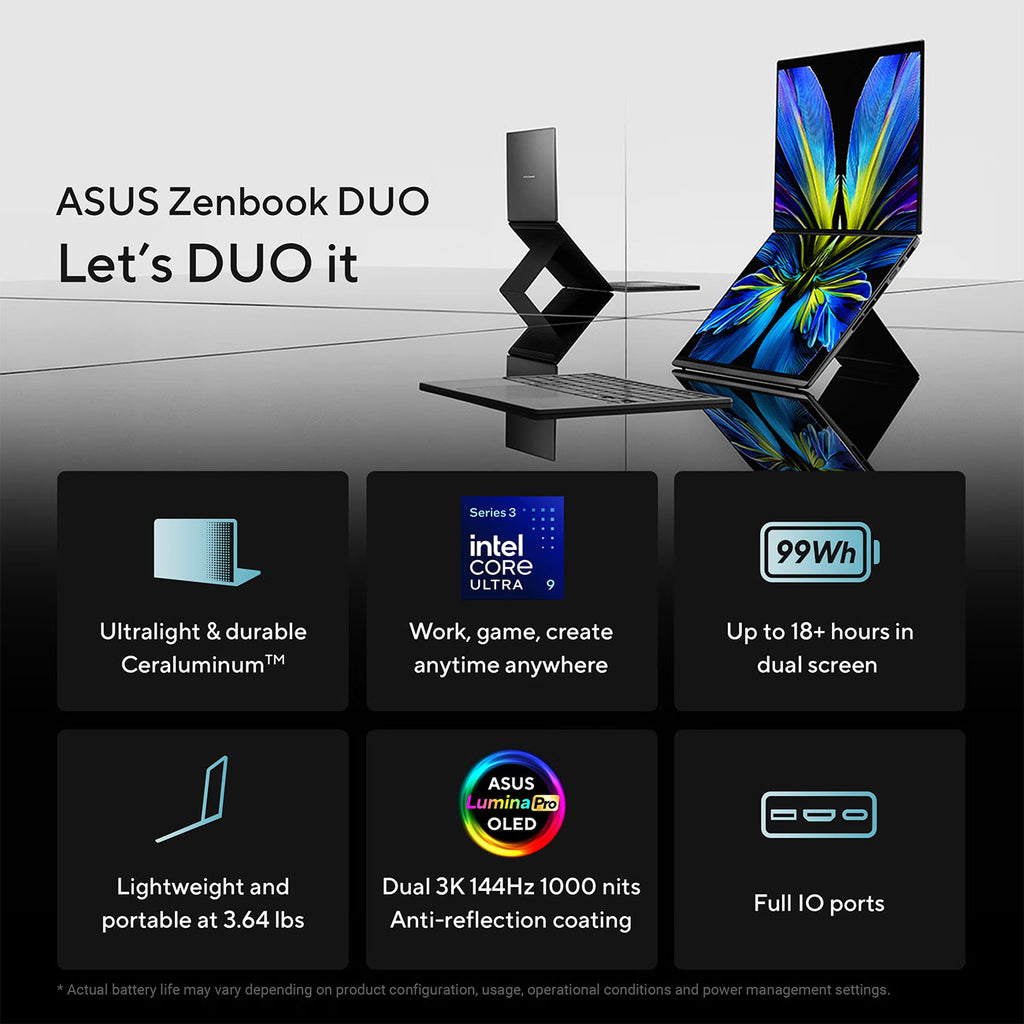 ASUS Zenbook DUO OLED Laptop Dual 14-Inch Touchscreen Intel Ultra 9 386H 32GB RAM 1TB SSD in Moher Gray - - image 8