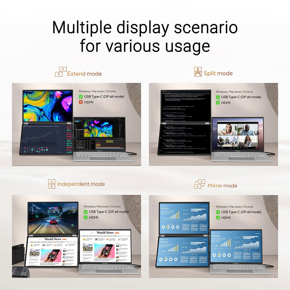 ASUS ZenScreen Duo OLED Portable Monitor Dual 14-Inch FHD in Silver - MQ149CD - image 9