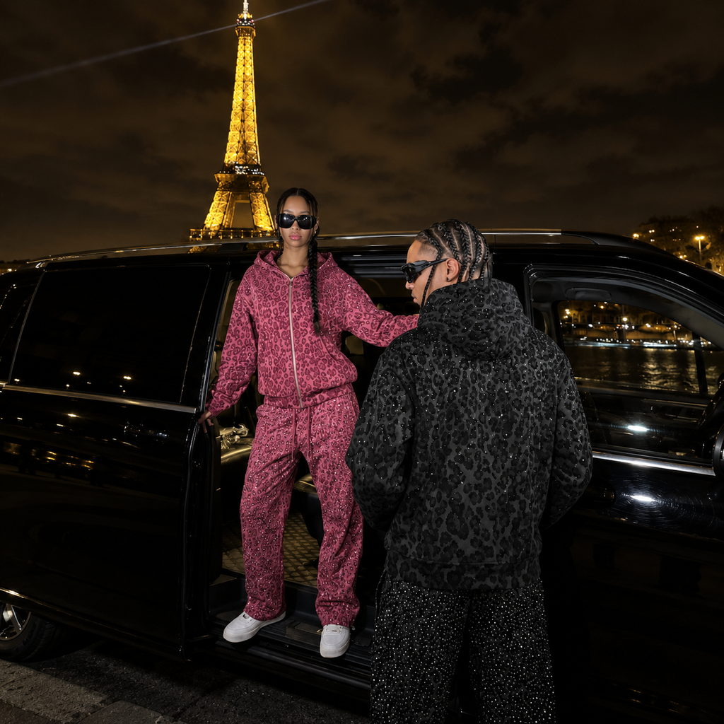 VYBES Pink Leopard Sweatpants