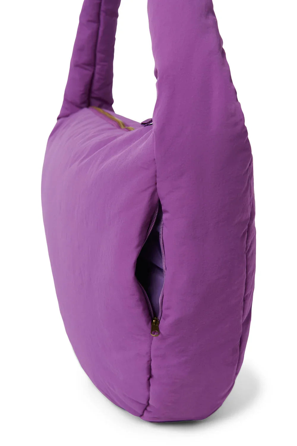 Paarse crossbodytas met textuur en pofeffect