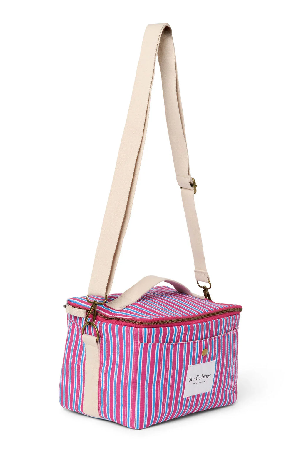 Popeline Gestreifte Kühltasche | Buttergelb
