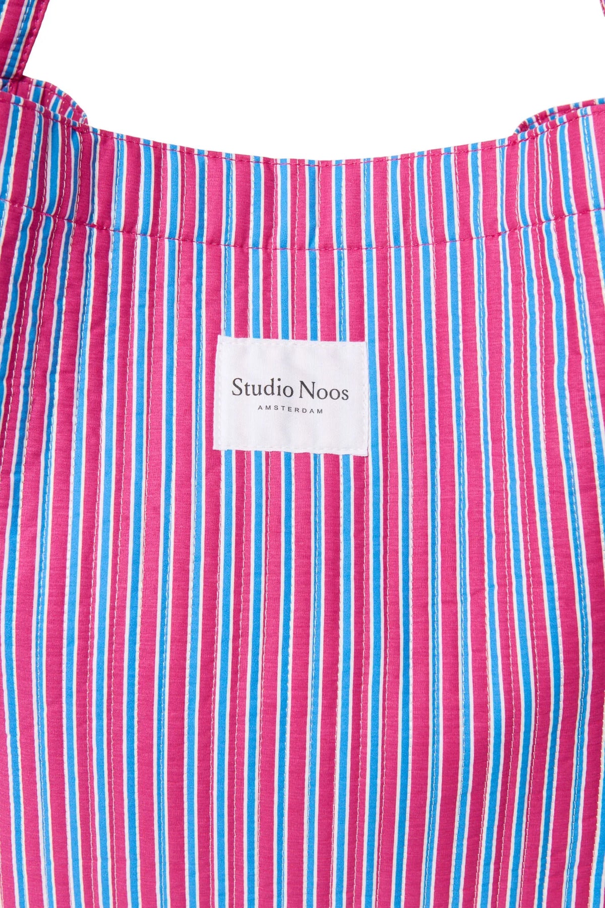Popeline Gestreepte Mom Bag | Botergeel