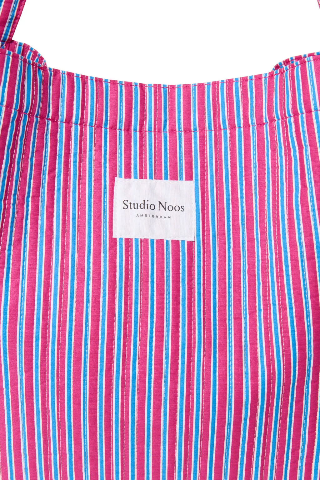 Popeline Gestreifte Wickeltasche | Himbeere