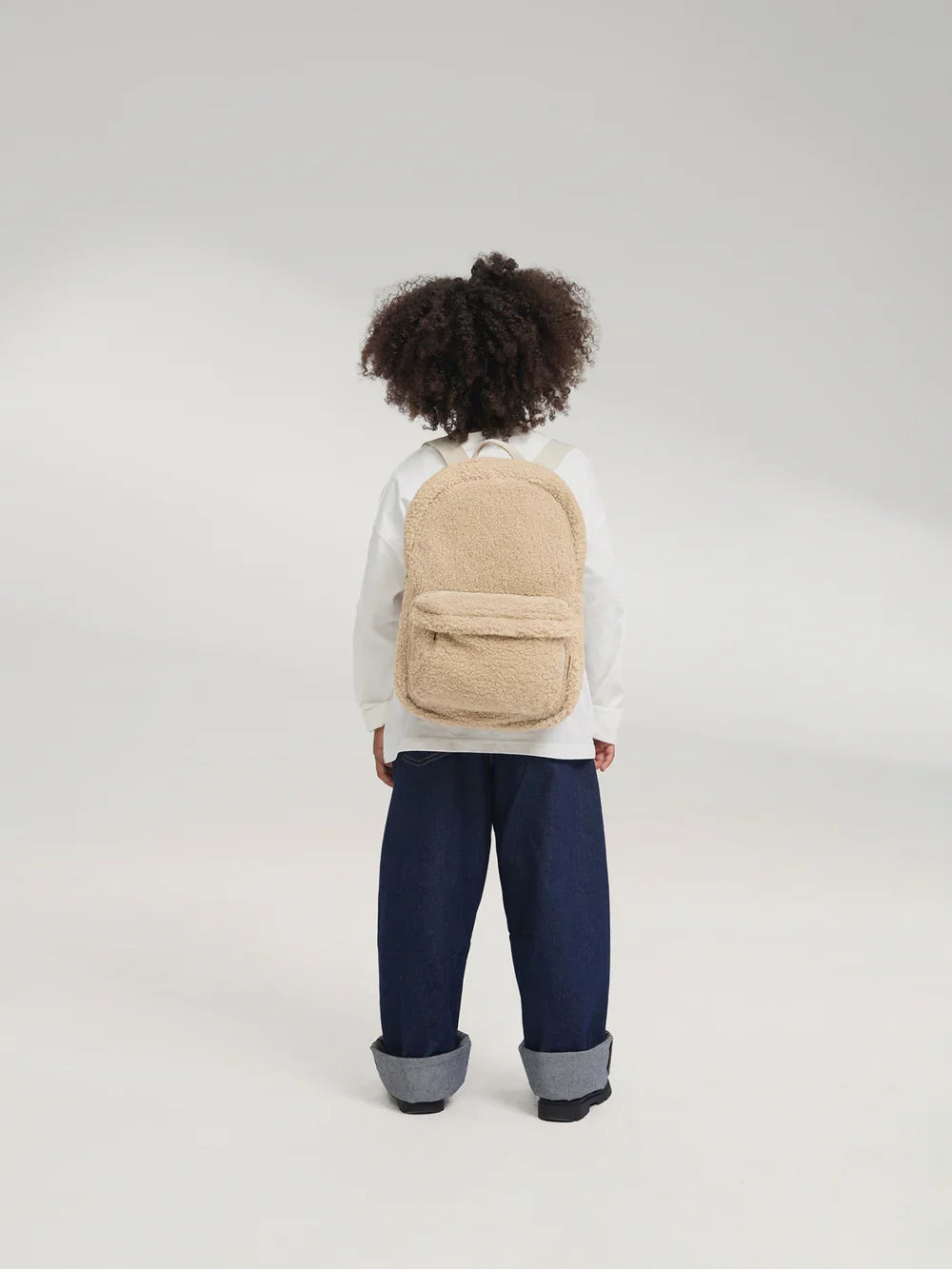 Bruine Teddy Midi Rugzak met Voorvak