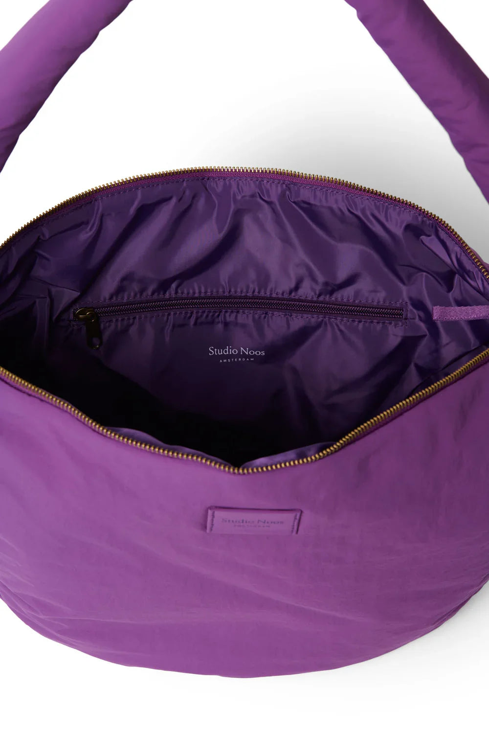 Paarse crossbodytas met textuur en pofeffect