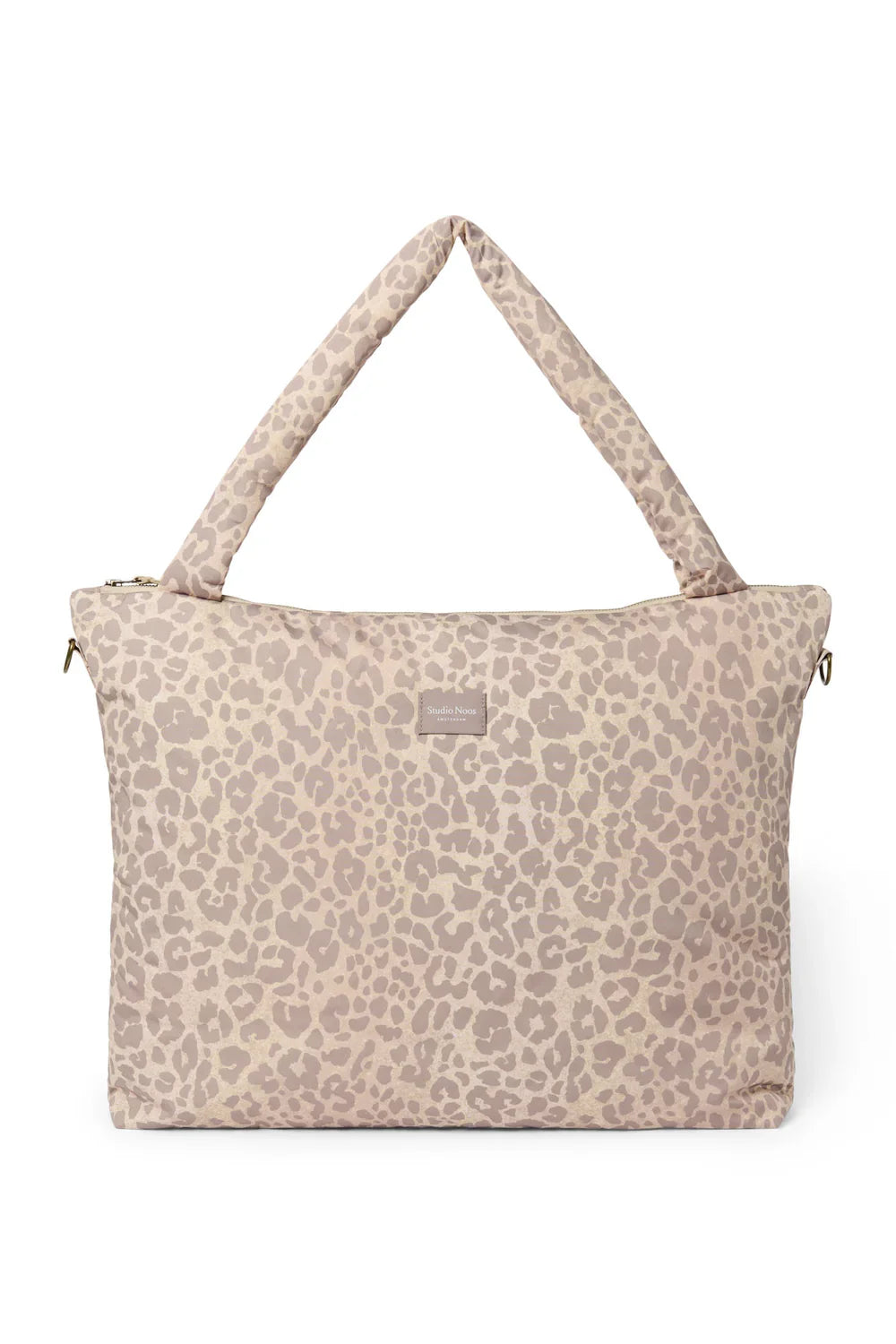 Beige luierrugzak met panterprint