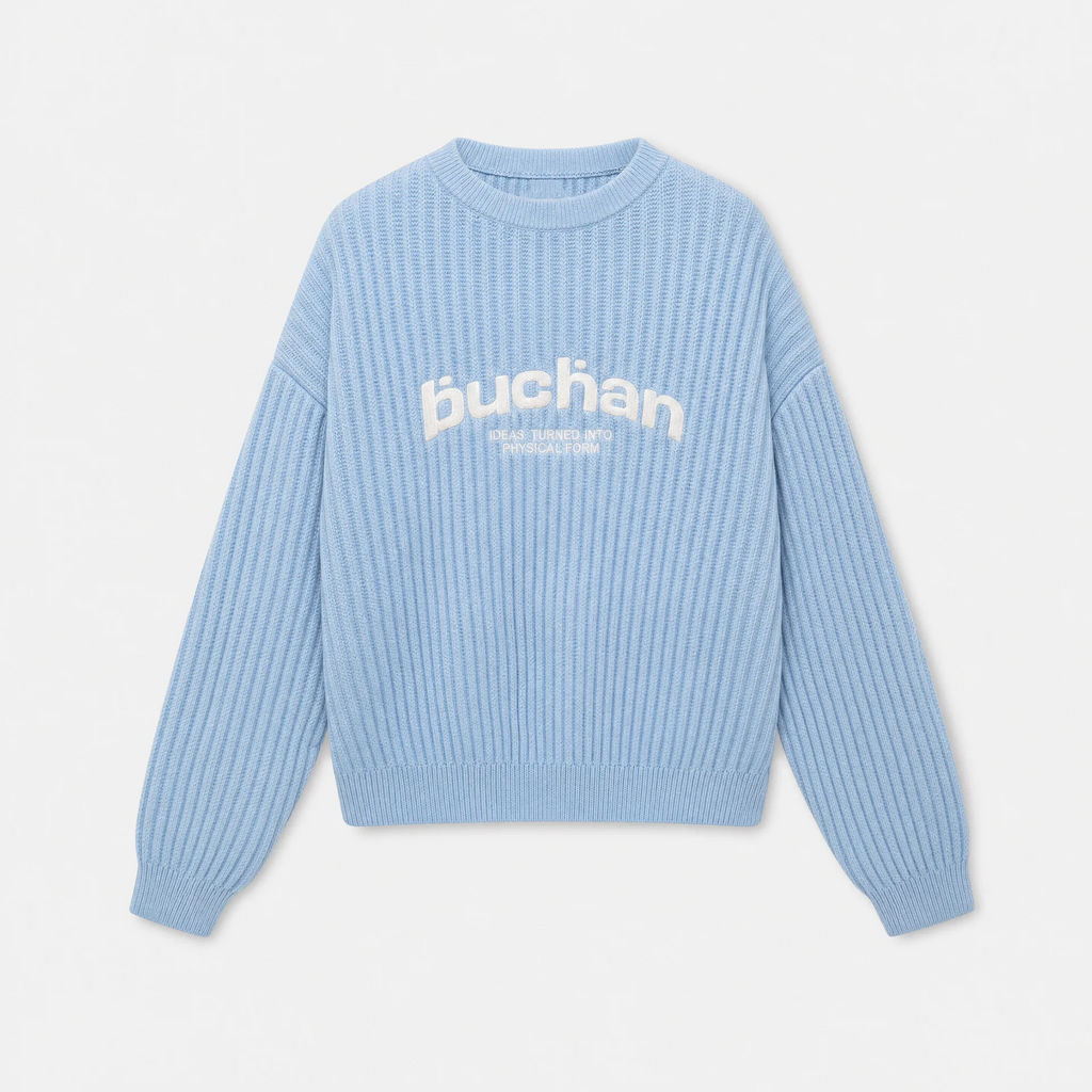 Ribbed Knit Sweater - Ice Blue