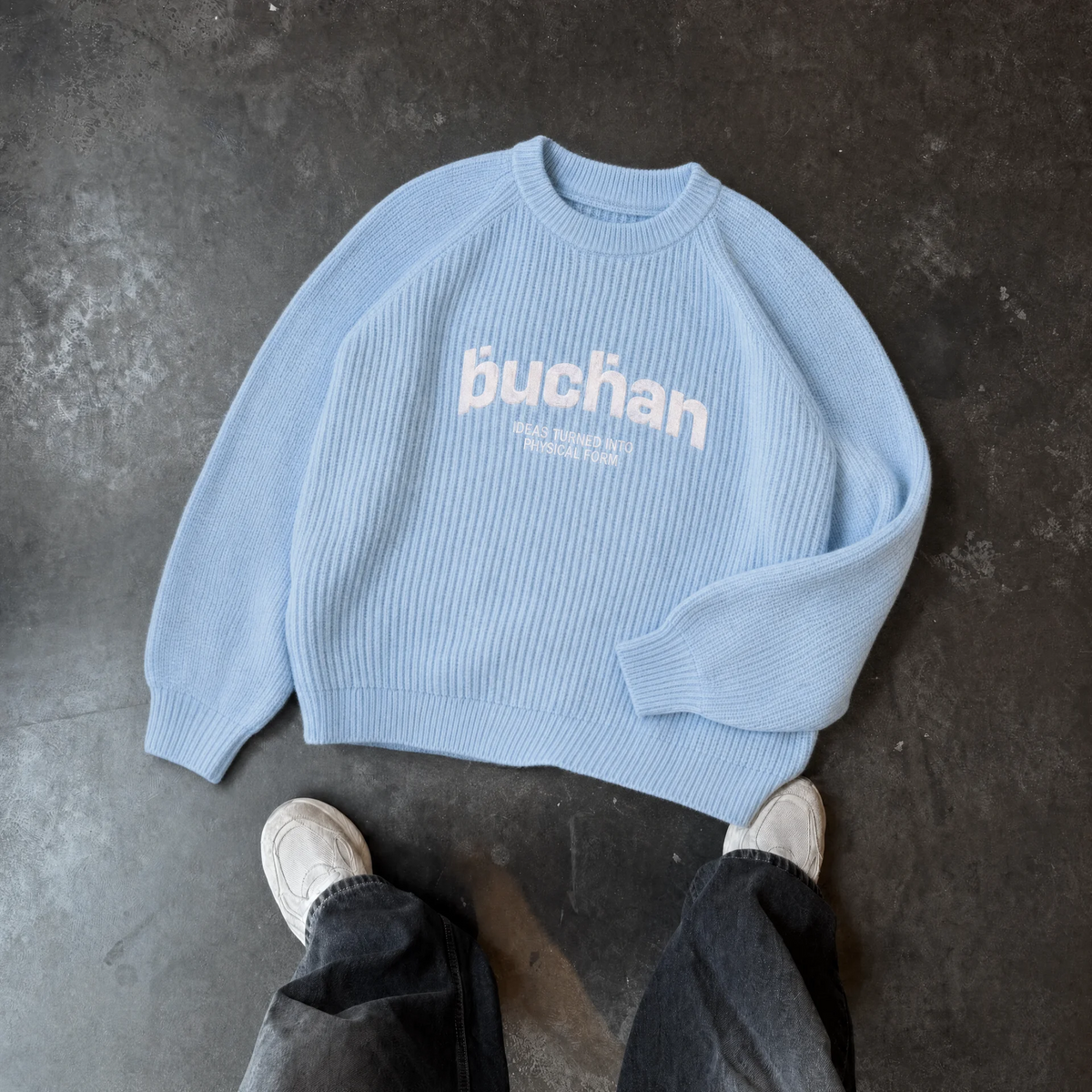 Ribbed Knit Sweater - Ice Blue