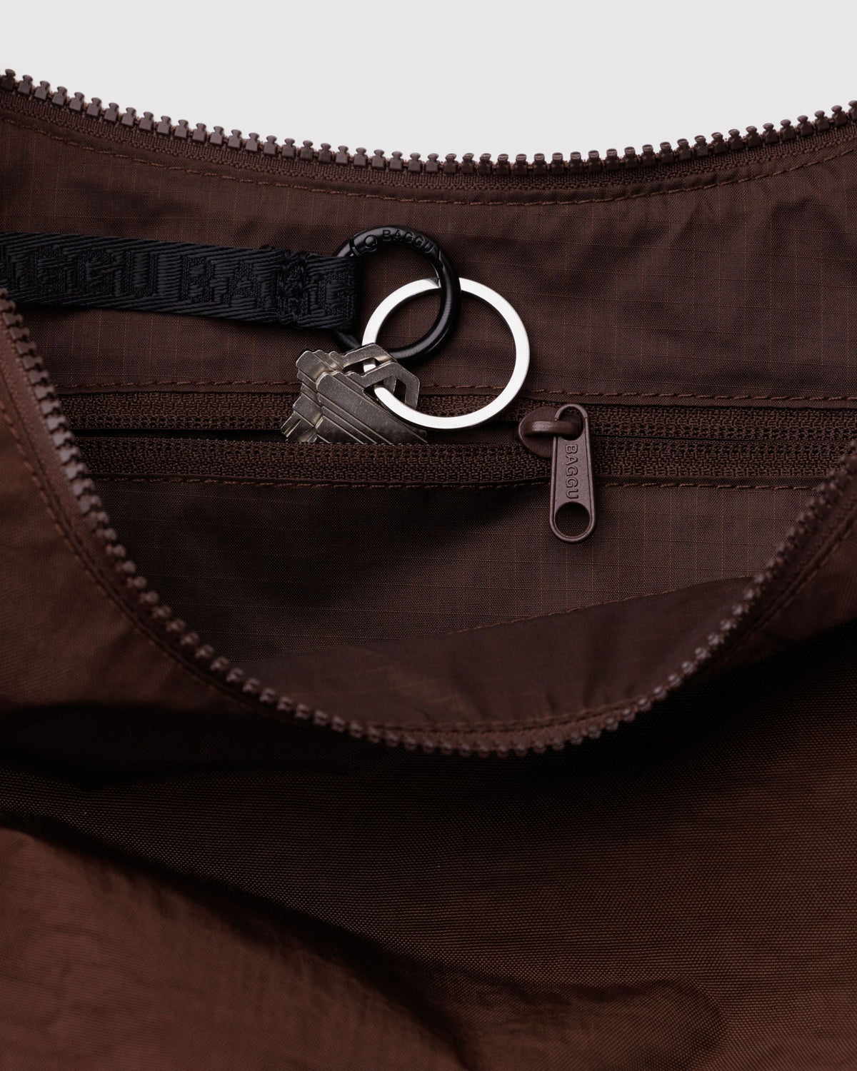 Medium Nylon Crescent Bag - Coffee - image 3
