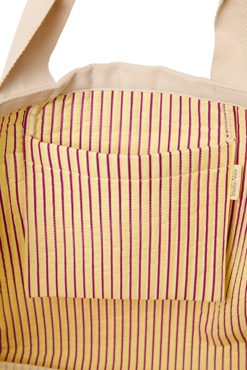 Popeline Gestreifte Strandtasche | Buttergelb