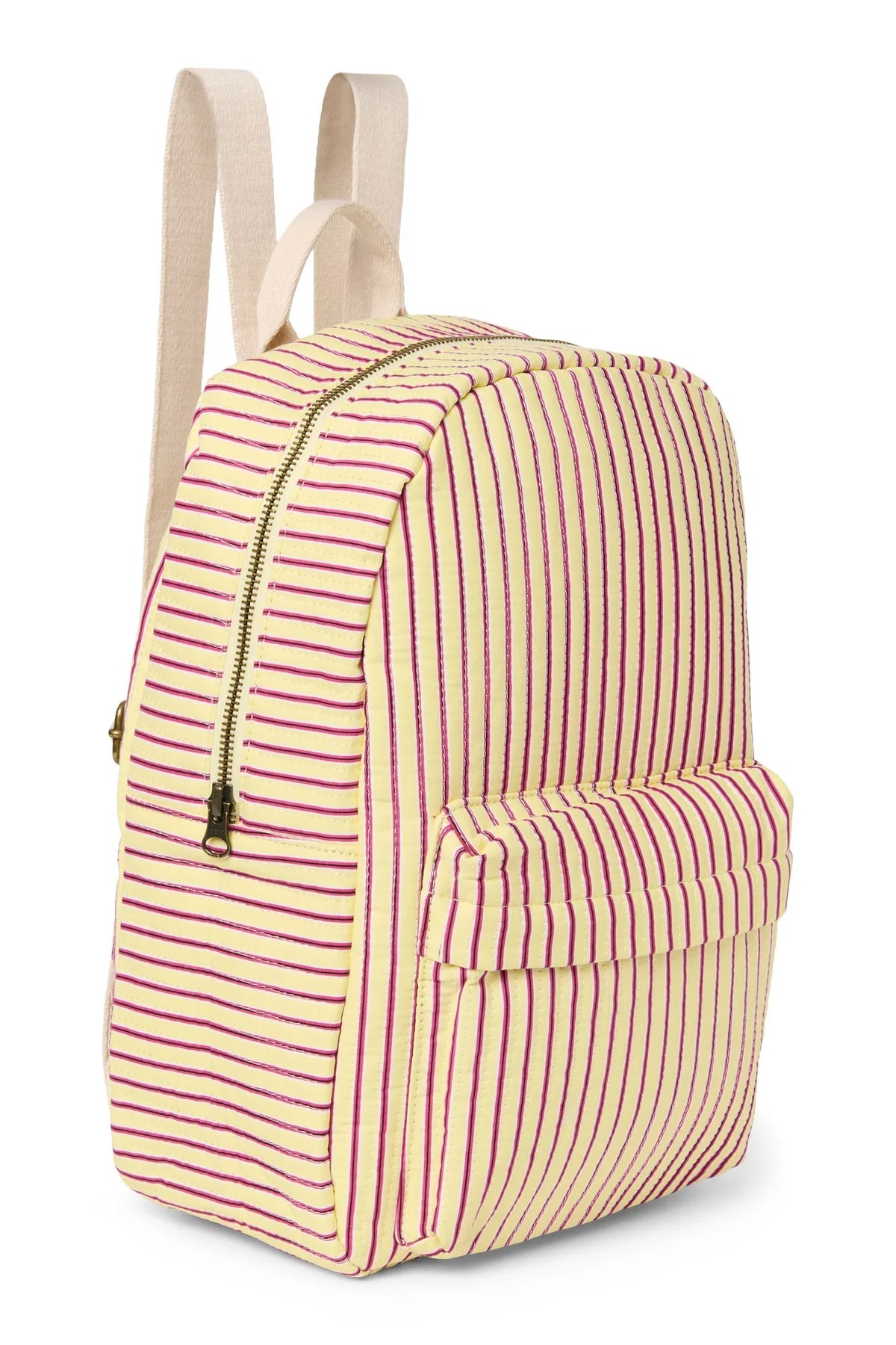 Poplin gestreepte midi-rugzak | Framboos