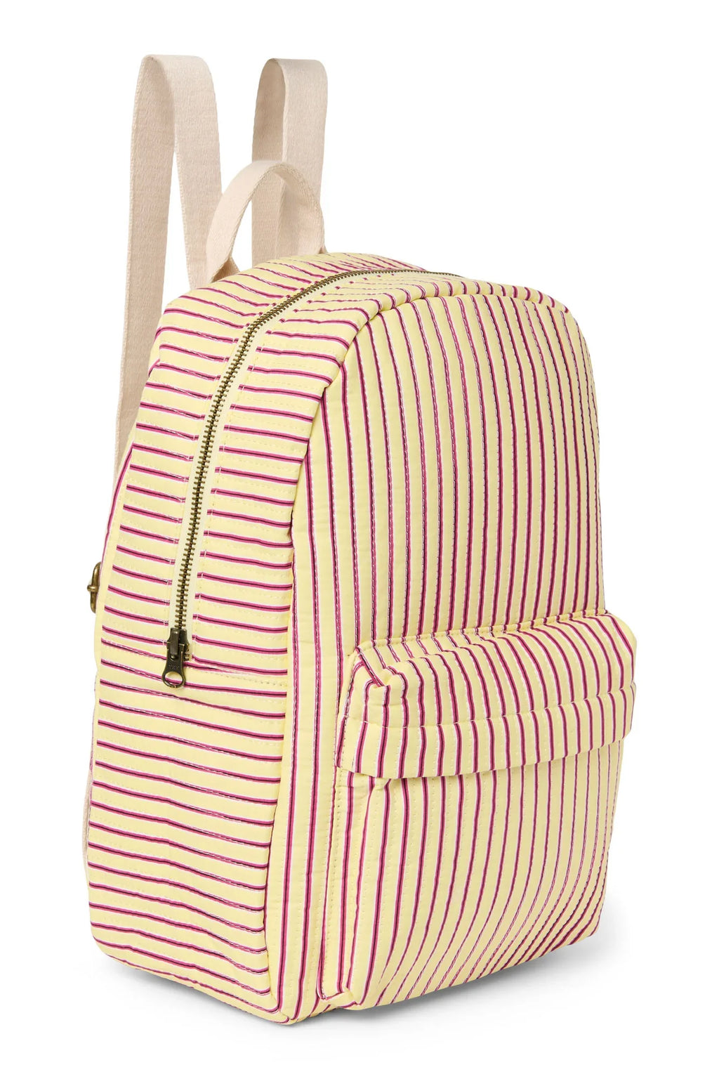 Popeline Gestreifter Midi Rucksack | Buttergelb