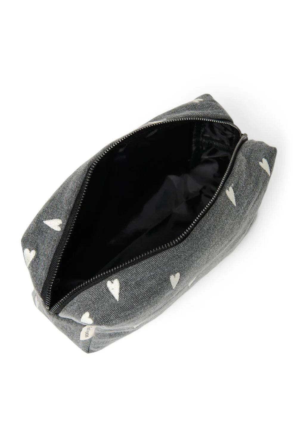 Grijze denim etui met hartjes