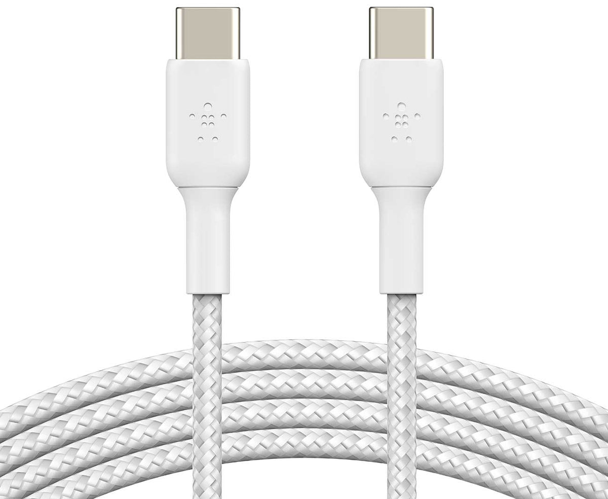 Belkin BoostCharge 3.3-Feet USB-C to USB-C Cable Braided in White - CAB004BT1MWH - image 1