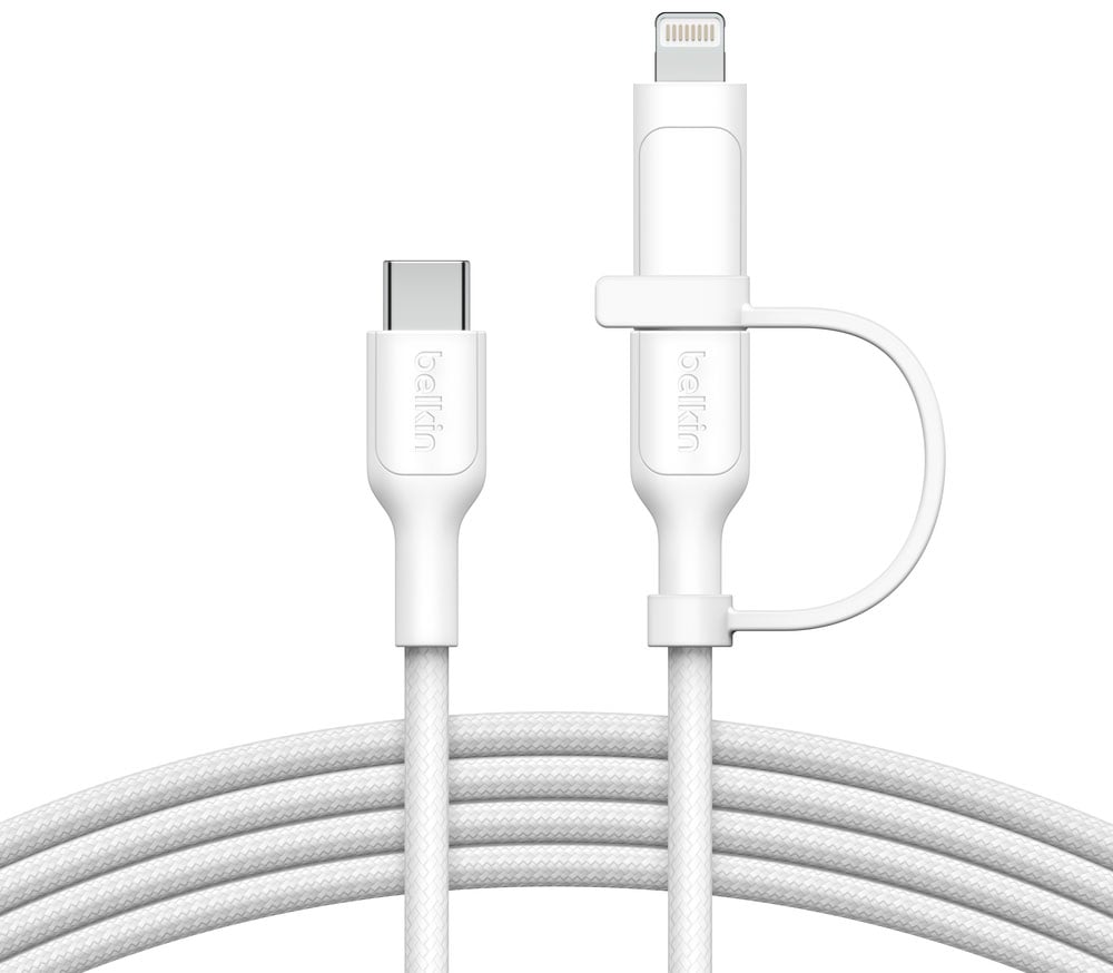 Belkin BOOST CHARGE Pro 2-in-1 Cable with USB-C and Lightning Connector in White - CAC003FQ15MWH - image 3