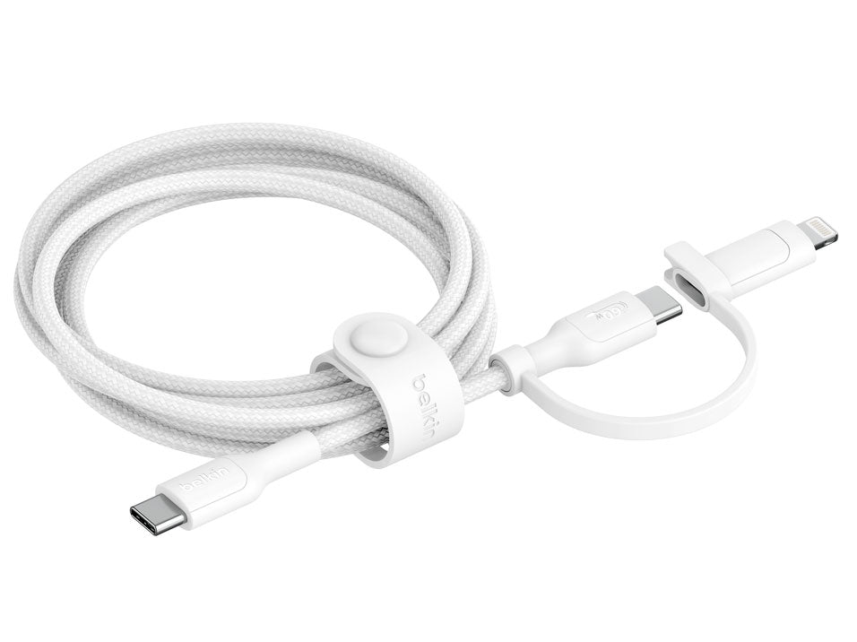 Belkin BOOST CHARGE Pro 2-in-1 Cable with USB-C and Lightning Connector in White - CAC003FQ15MWH - image 1