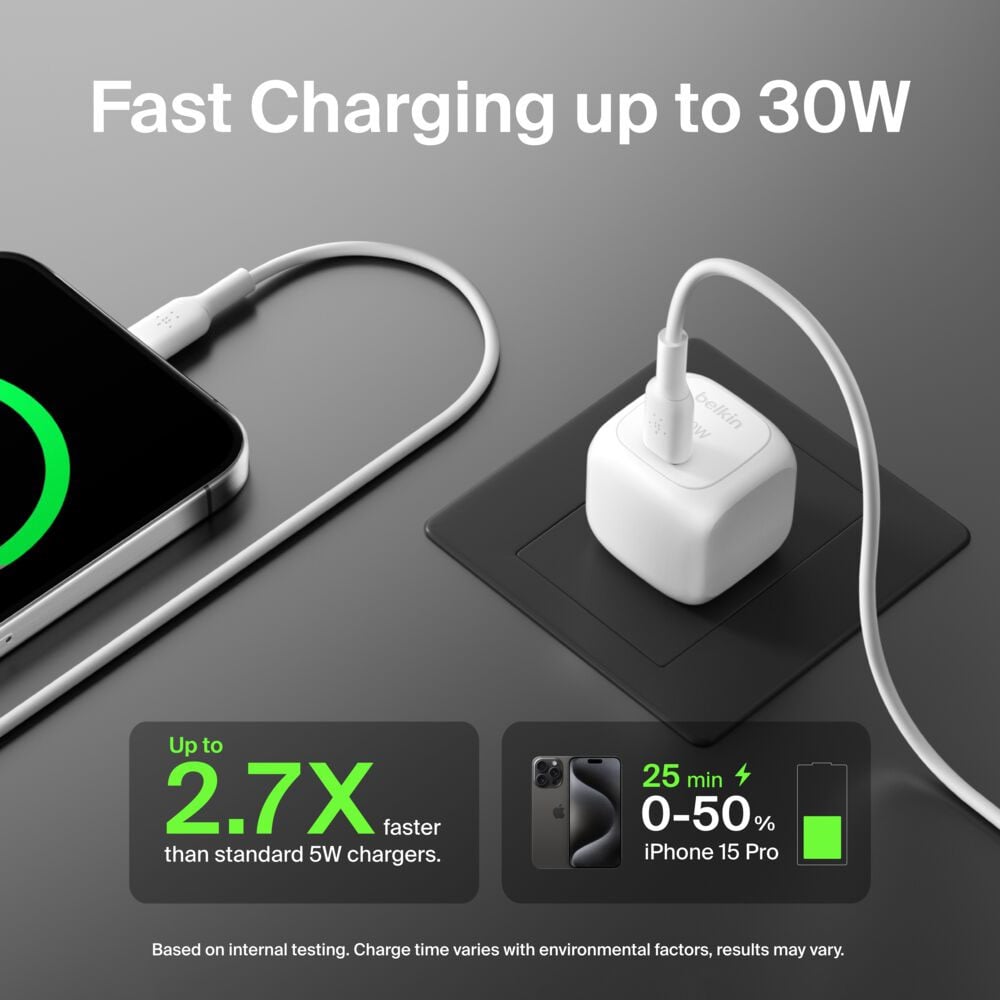 Belkin BoostCharge Compact USB-C Wall Charger 30W in White - WCA008DQWH - image 8