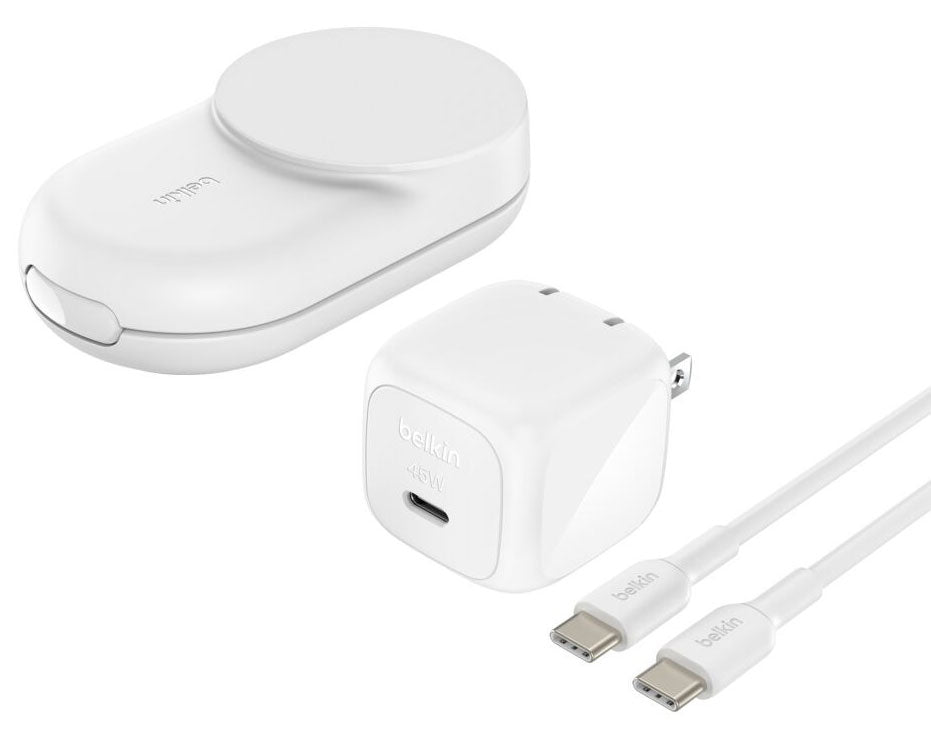 Belkin UltraCharge 3-in-1 Round Foldable Magnetic Charger with Qi2 25W in White - WIZ037TTWH - image 5